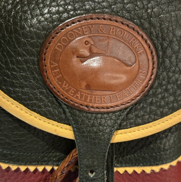 Dooney & Bourke awl Teton MultiColor Red Backpack All Weather Leather Green H512 - Picture 3 of 16